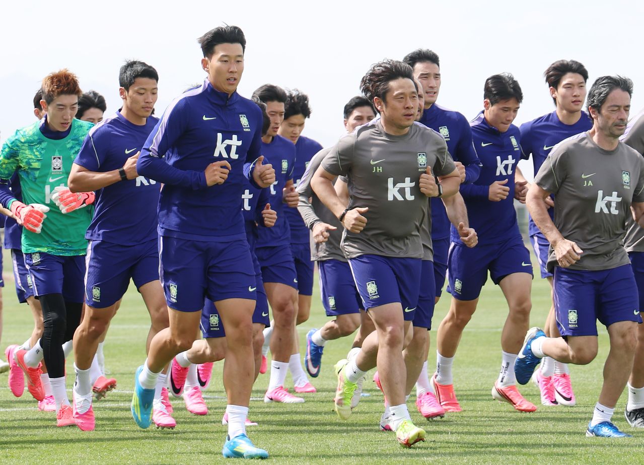 솔트레이크시티 사전캠프에서 고지대 적응 훈련 중인 홍명보호. 연합뉴스