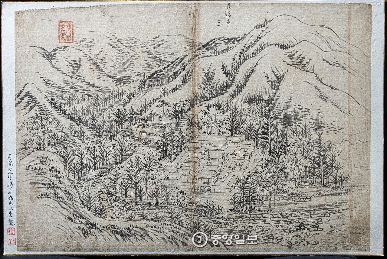 단원 김홍도(1745~1806?)가 금강산과 관동팔경 일대를 유람하고 그린 초본화첩 ‘해동명산도첩’ 중 누락됐던 10점이 발견됐다. 사진은 새로 발견된 10점 중 오대산 월정사. 권혁재 사진전문기자
