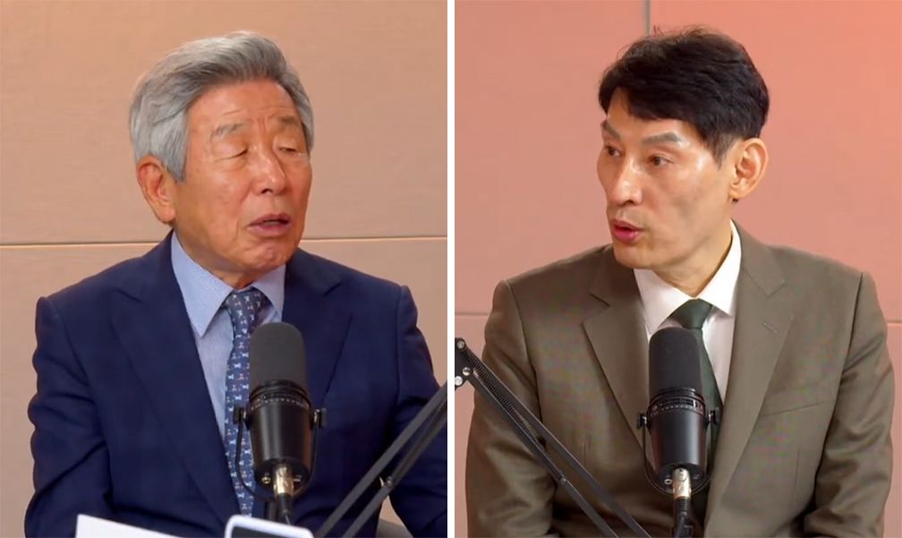 정치 원로 유인태 전 국회사무총장(왼쪽 사진)과 정치분석가 박성민 정치컨설팅 ‘민’ 대표가 4일 서울 상암동 중앙일보 사옥에서 진행된 중앙일보 정치 토크쇼 ‘황현희의 불편한 여의도’에 출연해 6·3 지방선거와 국회의원 재보궐선거를 평가했다. [사진 ‘불편한 여의도’ 캡처]