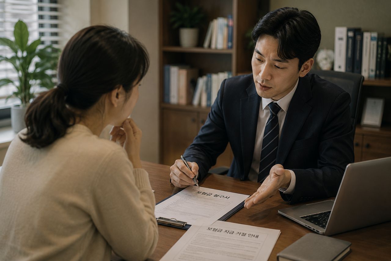 보험계약을 체결하기 위해 상담하는 모습을 AI로 생성한 이미지. 챗GPT