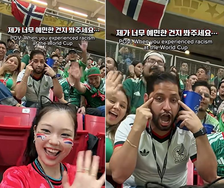 지난 12일(한국시간) 멕시코 과달라하라 스타디움에서 열린 A조 조별리그 한국-체코 경기를 관람하던 유튜버 ‘이노냥’이 공개한 영상. 사진 유튜브 채널 ‘이노냥 ionCat’ 캡처