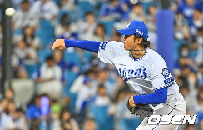 [OSEN=대구, 이석우 기자] 12일 대구삼성라이온즈파크에서 2026 신한 SOL KBO 리그 삼성 라이온즈와 SSG 랜더스의 경기가 열렸다. 홈팀 삼성은 장찬희가, 방문팀 SSG는 타케다가 선발 출전했다. 삼성 라이온즈 미야지가 역투하고 있다. 2026.06.12 / foto0307@osen.co.kr
