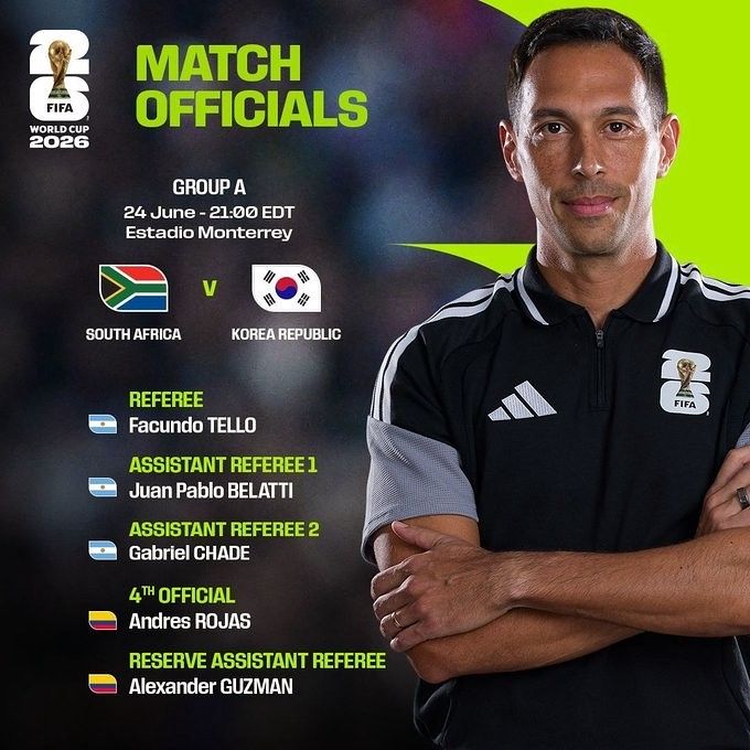 한국-남아공전 주심을 맡은 테요 심판. 사진 FIFA