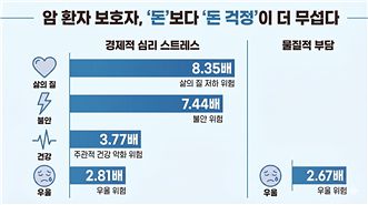 경제적 부담에 따른 '심리적 스트레스'와 '물질적 부담'이 보호자의 삶의 질 및 정신건강 악화 위험에 미치는 영향 비교. 사진 서울대병원