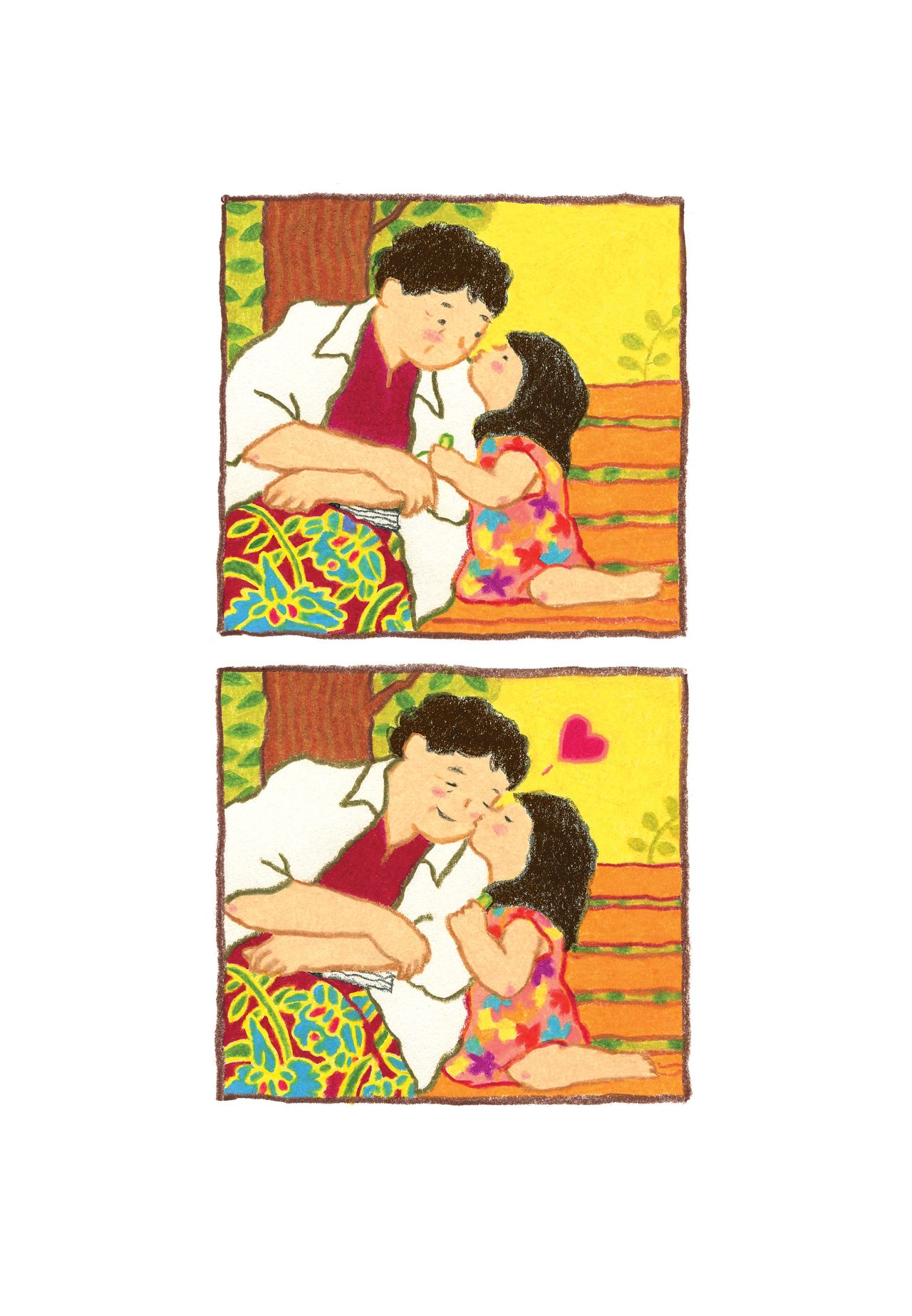 엄유진 작가가 그린 자신의 엄마와 딸 짠이 모습. 