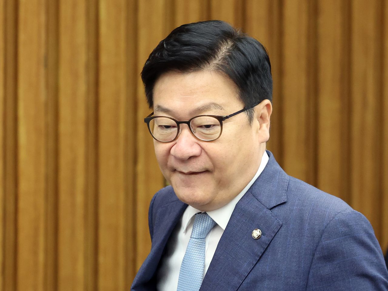 정점식 국민의힘 원내대표가 3일 오전 서울 여의도 국회에서 열린 원내대책회의에 참석하고 있다. 뉴스1