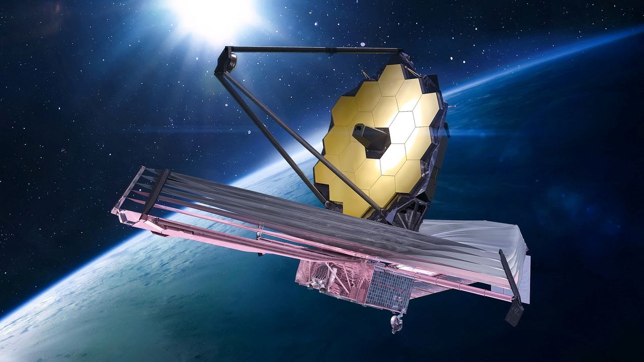 2023년 9월 발사돼 지구를 떠나 라그랑주 점으로 향하고 있는 제임스웹우주망원경(JWST)의 가상 이미지. [로이터=연합뉴스]