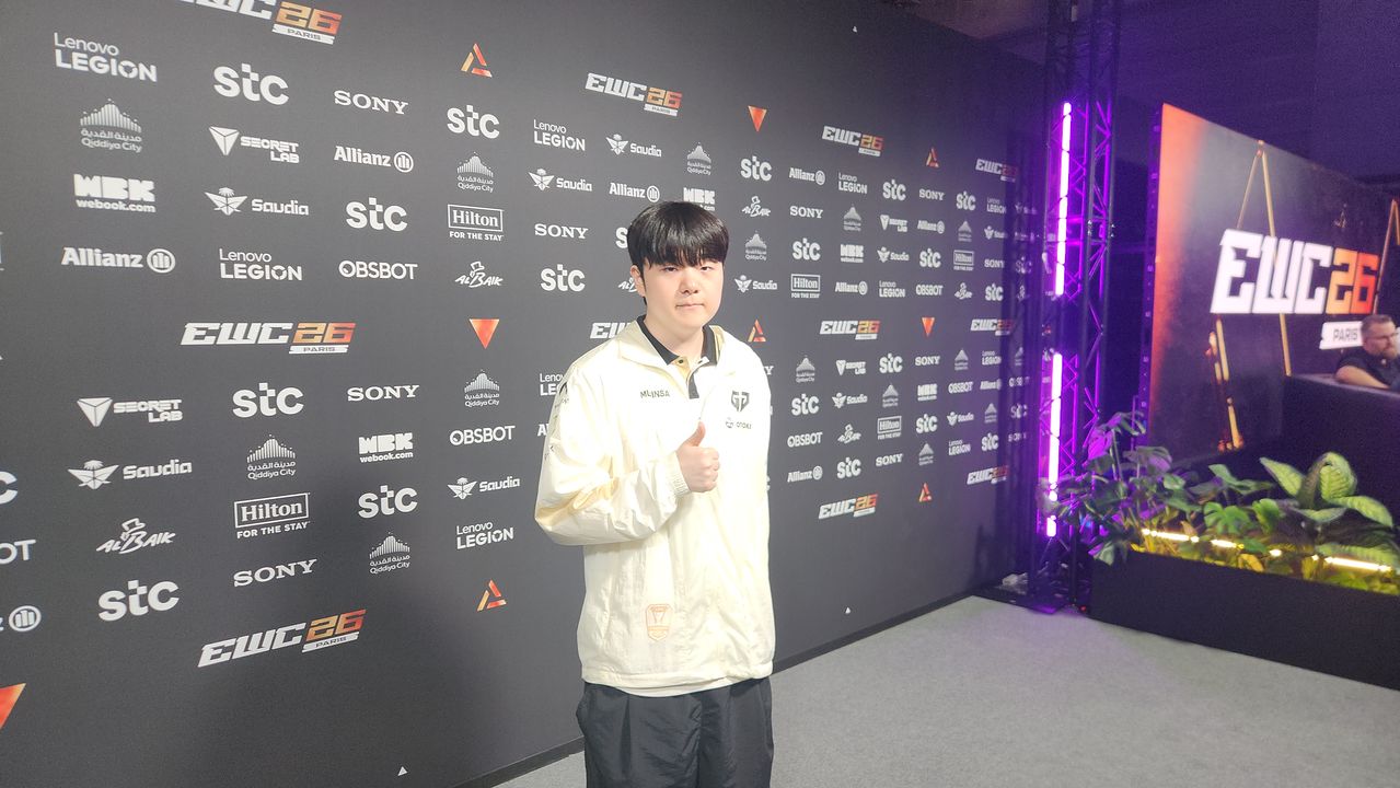19일(한국시간) 파리에서 열린 2026 e스포츠 월드컵 리그 오브 레전드 3위 결정전에서 T1을 물리친 젠지의 '캐니언' 김건부. 파리=김효경 기자