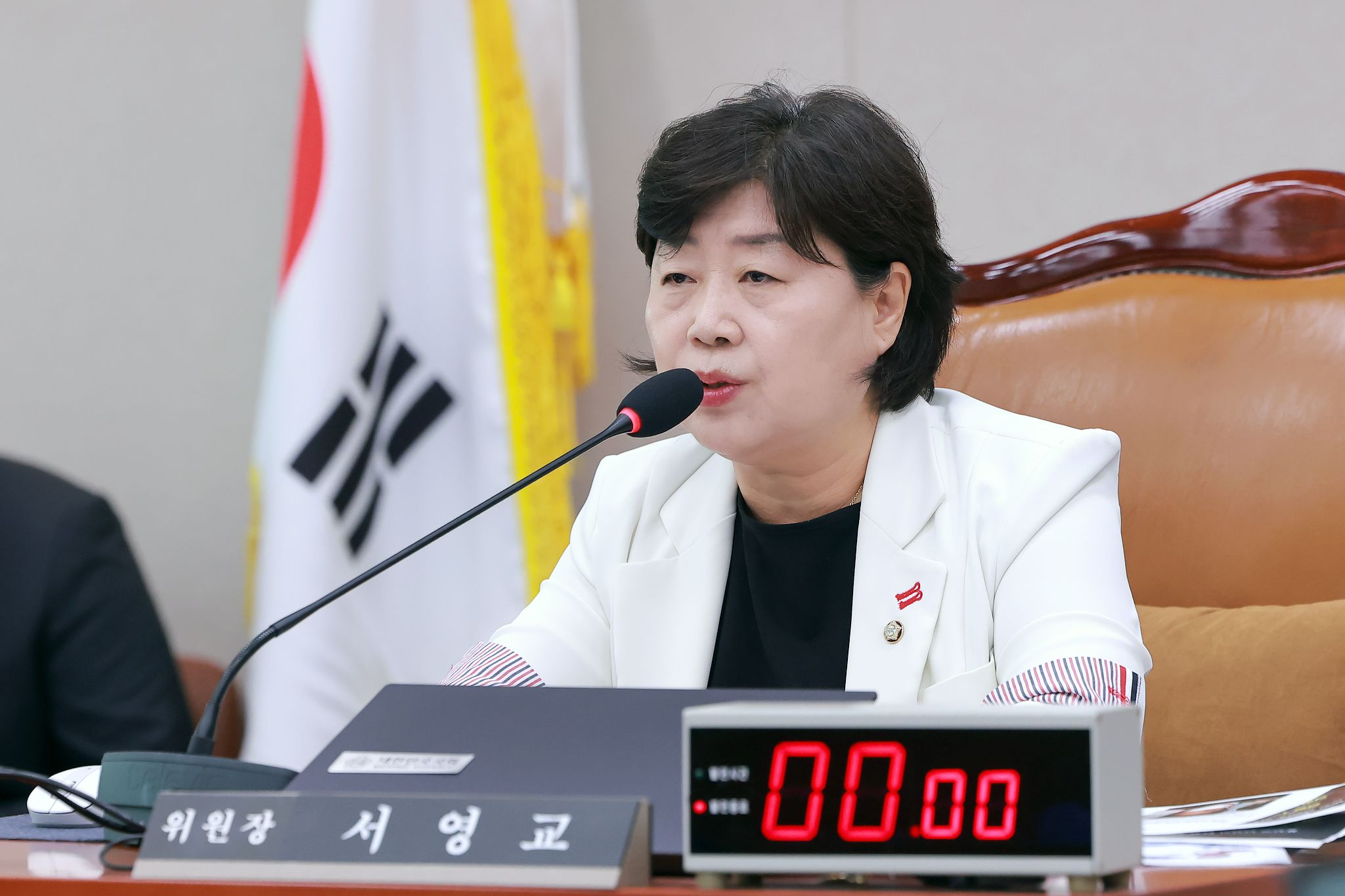 지난 15일 국회에서 열린 법제사법위원회 전체회의에서 위원장인 더불어민주당 서영교 의원이 정성호 법무부 장관에게 검찰 보완수사권 폐지를 골자로 한 형사소송법 개정안과 관련해 피해자 보호 방안 등을 질의하고 있다. 연합뉴스