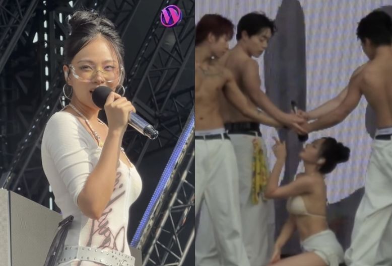 올해 워터밤 행사에서 논란이 된 가수 비비의 퍼포먼스. SNS 캡처