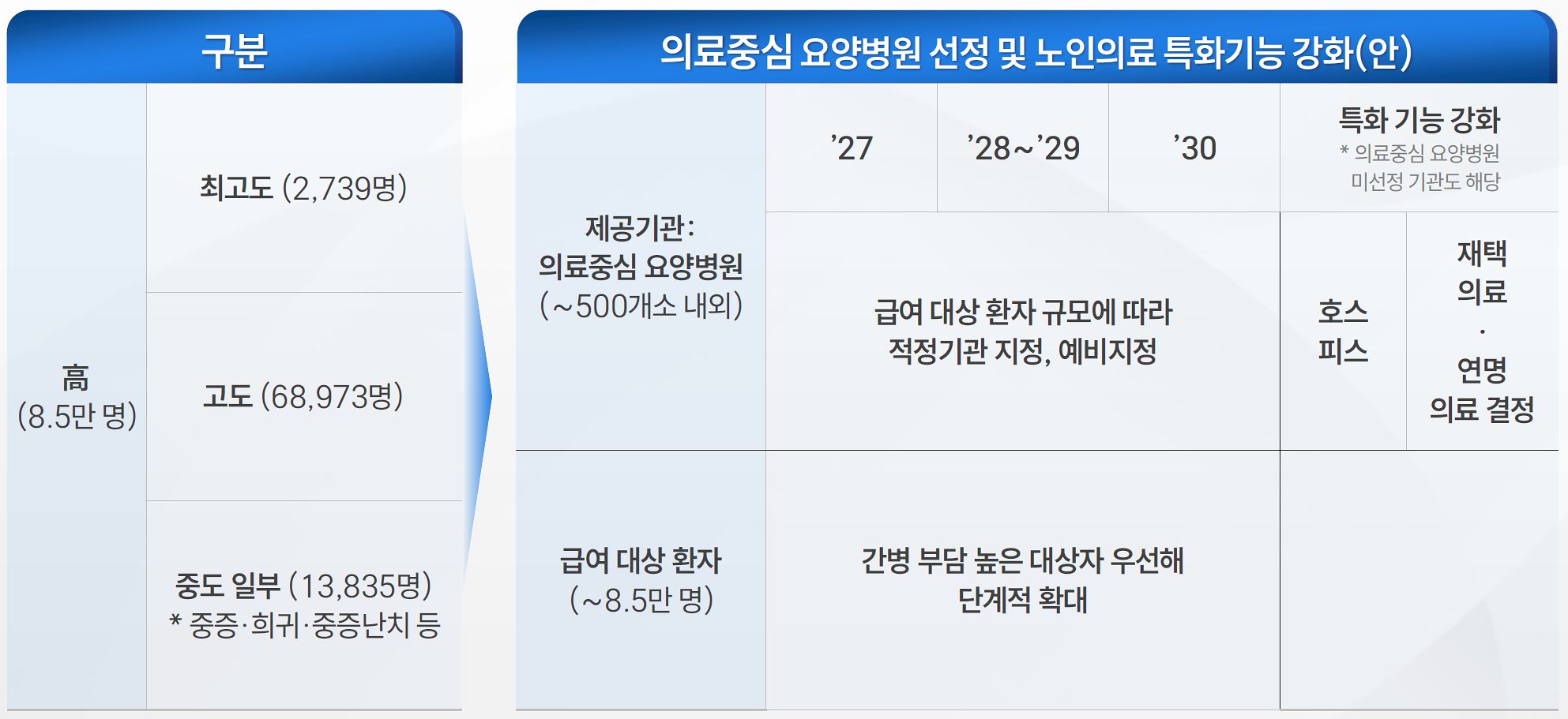 요양병원 간병비 급여화 추진 계획. 자료 보건복지부