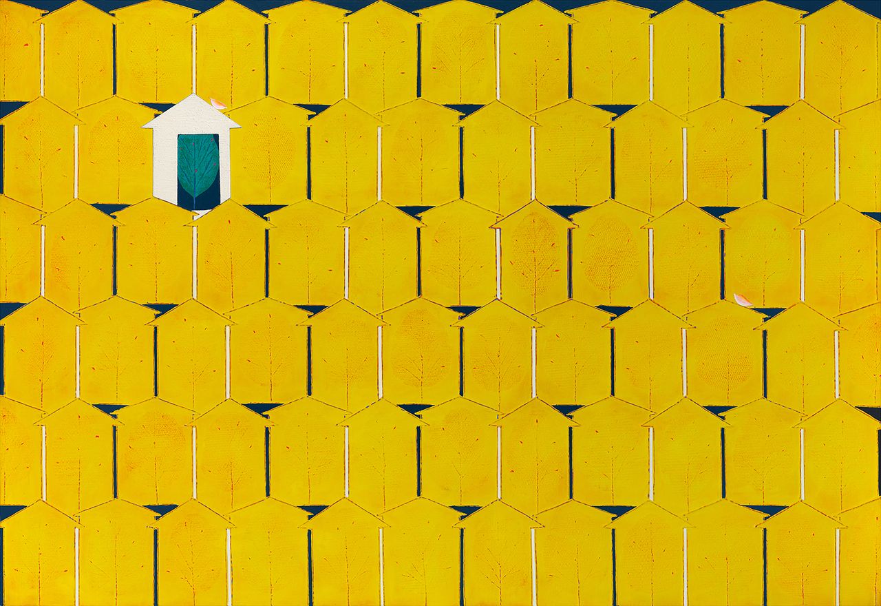 이미애 초록 꿈- 꿈꾸는 겁쟁이,162.2x112.1cm,Mixed media, 2026