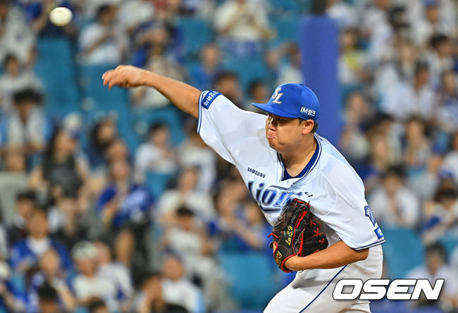 [OSEN=대구, 이석우 기자] 28일 대구삼성라이온즈파크에서 2026 신한 SOL KBO 리그 삼성 라이온즈와 KIA 타이거즈의 경기가 열렸다. 홈팀 삼성은 최원태가, 방문팀 KIA는 올러가 선발 출전했다. 삼성 라이온즈 이승현이 역투하고 있다. 2026.07.28 / foto0307@osen.co.kr