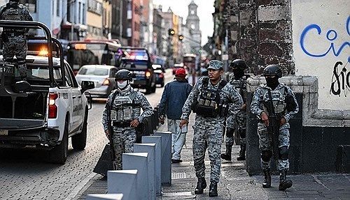  멕시코시티 센트로 사건 현장 인근. AFP=연합뉴스