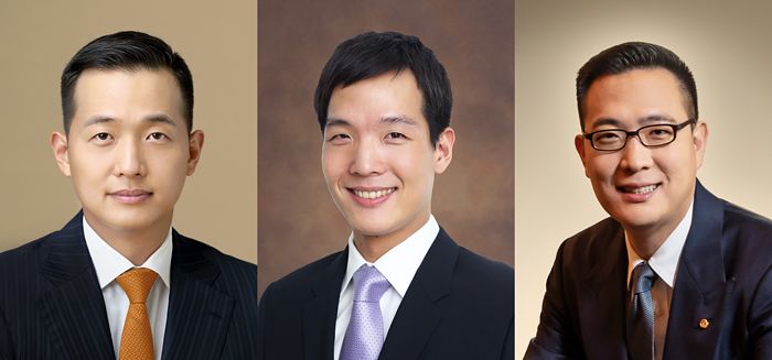 (왼쪽부터) 김동관 한화그룹 수석부회장, 김동원 한화생명 부회장, 김동선 한화비전 사장. 사진 한화그룹
