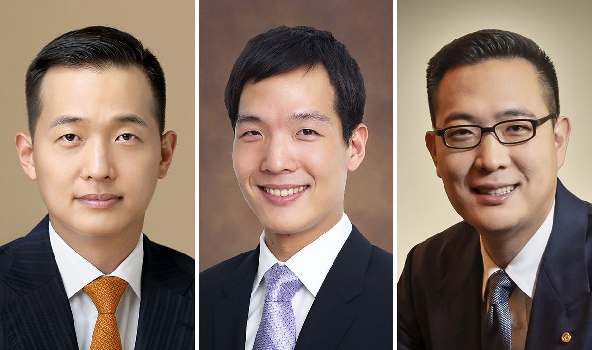 김동관, 김동원, 김동선(왼쪽부터)
