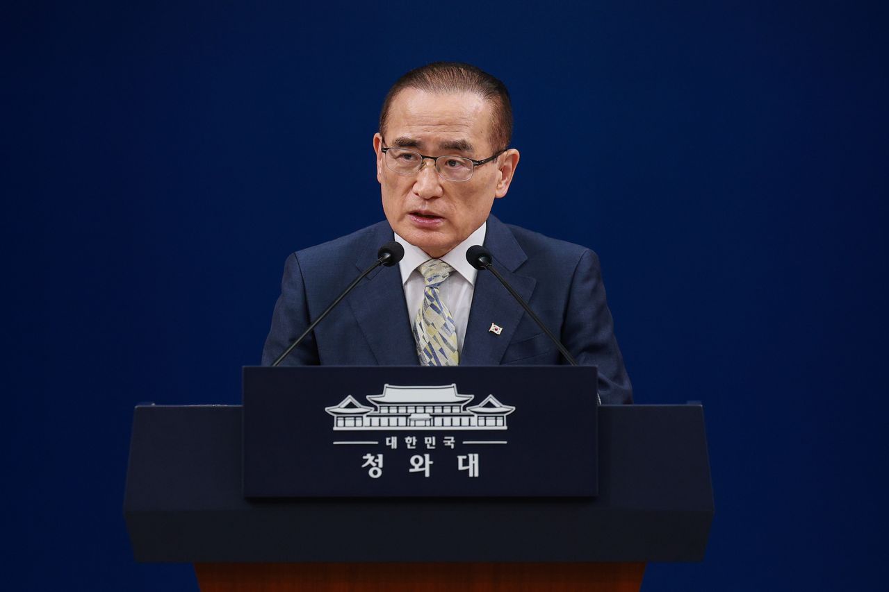위성락 국가안보실장이 22일 청와대 춘추관에서 7월 미국-남미 이재명 대통령 순방에 관련한 브리핑을 하고 있다. [청와대사진기자단] 2026.07.22.