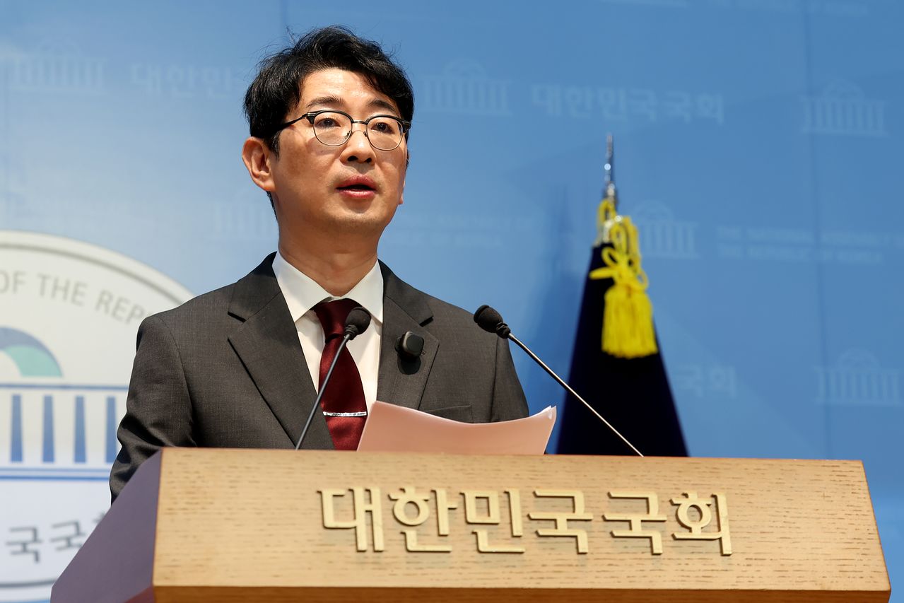 주진우 국민의힘 의원이 2일 국회 소통관에서 '작년 대선 투표수 조작 관련 긴급 기자회견'을 하고 있다. 장진영 기자