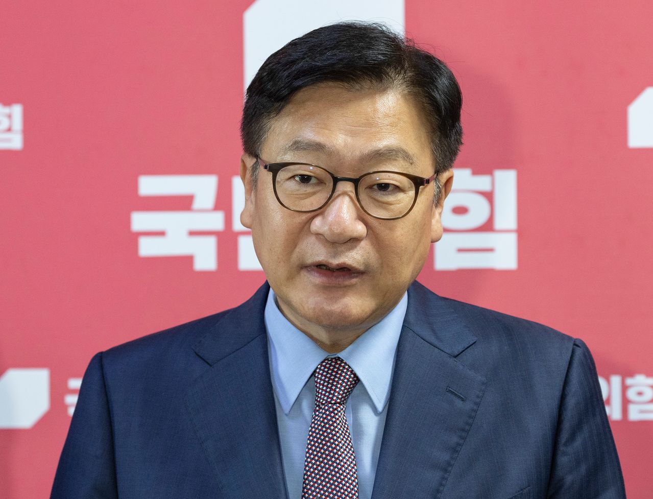 국민의힘 정점식 원내대표가 지난달 31일 국회에서 형소법 개정안 통과 관련 입장을 밝히고 있다. 연합뉴스