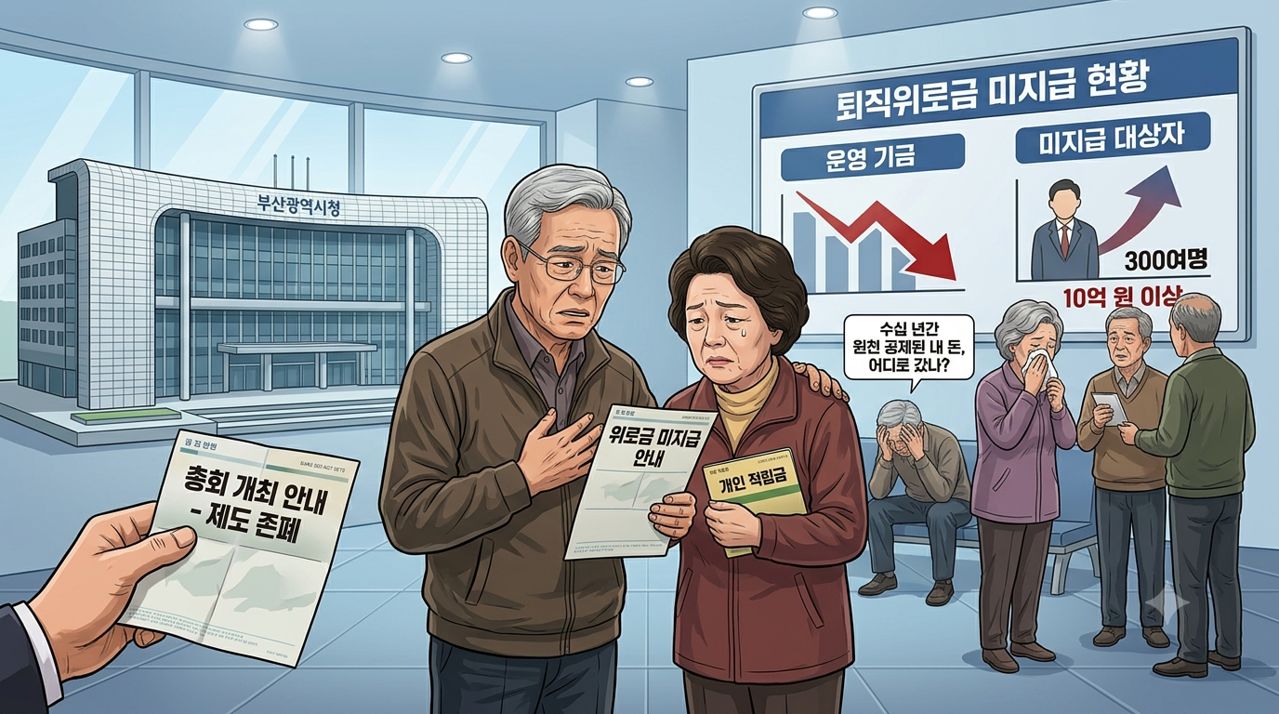 부산시 소속 퇴직 공무원들이 월급에서 원천 공제된 퇴직위로금을 받지 못해 피해를 호소하고 있어 국민권익위원회가 조사 중인 것으로 3일 나타났다. 이미지는 이해를 돕기 위해 생성형 AI로 제작한 사진. 사진 제미나이