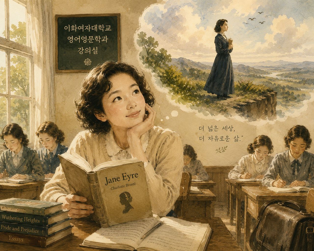 서초순 전 한남대 명예교수는 대학 시절, 고전 영미 소설을 읽으며 자유롭게 사는 삶을 꿈꿨다. 일러스트 챗GPT