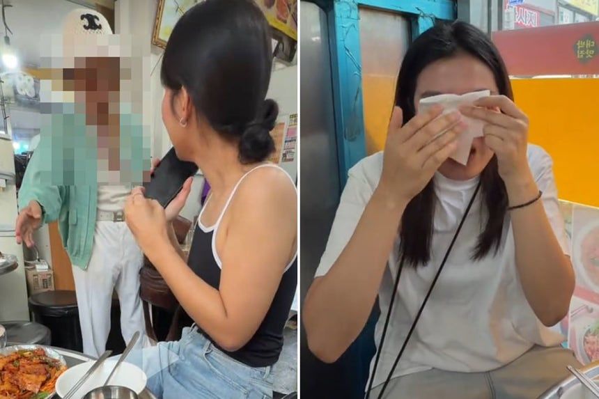 할아버지 호의에 눈물을 보인 태국인 관광객. 사진 틱톡 캡처
