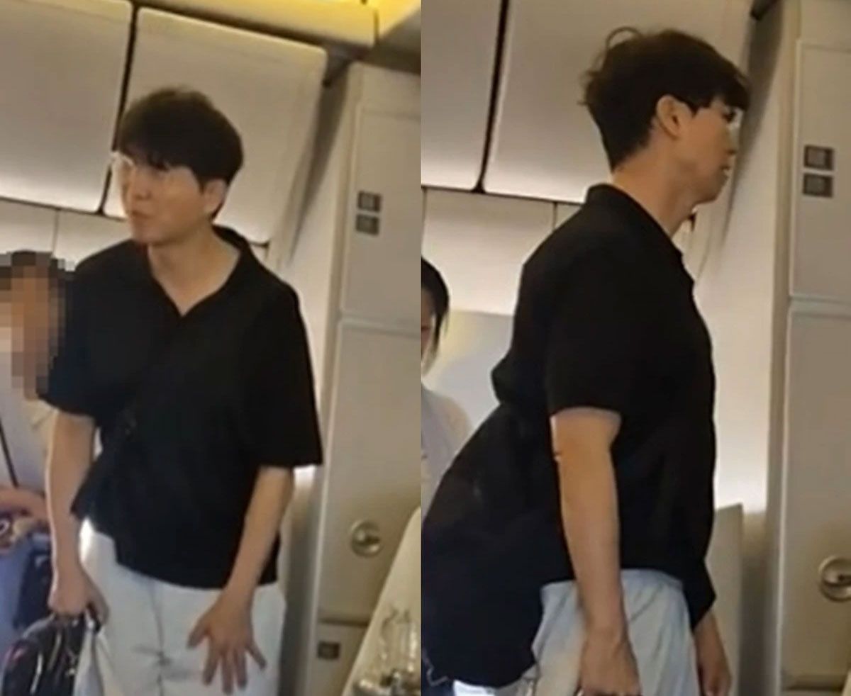 박수홍이 기내에서 사과하는 모습. 사진 온라인 커뮤니티 캡처