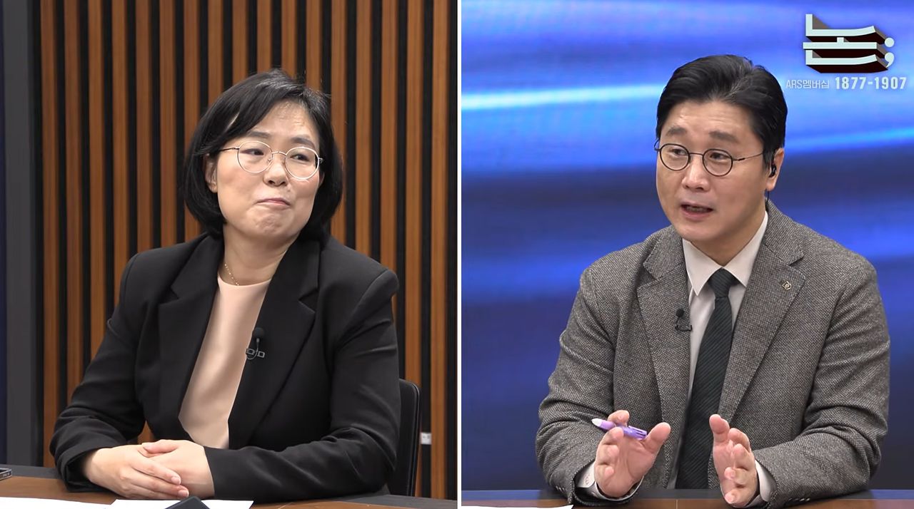 2차 종합특검팀(특별검사 권창영) 김지미 특별검사보(왼쪽)가 지난 4월 ‘김어준의 겸손은힘들다 뉴스공장’ 코너인 ‘정준희의 논’에 출연했다. 김어준 뉴스공장 캡쳐