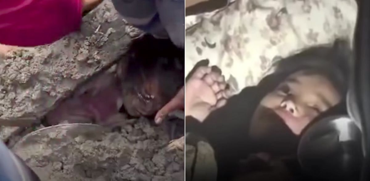 네팔 대홍수로 무너진 건물 잔해에 갇힌 5세 소녀 마니샤 마가르가 약 60시간 만에 구조대원들에 의해 구조돼(왼쪽) 구조대의 보살핌을 받고 있다. 사진 인스타그램 캡처