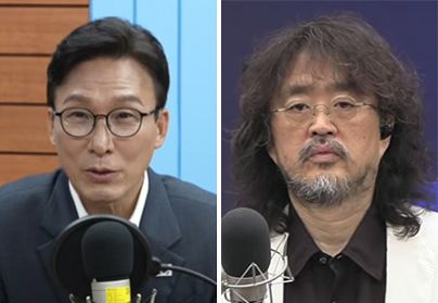 1일 민주당TV 출연한 김민석 민주당 대표(왼쪽). 같은 시간대 방송 한 김어준씨. [사진 유튜브 캡처]