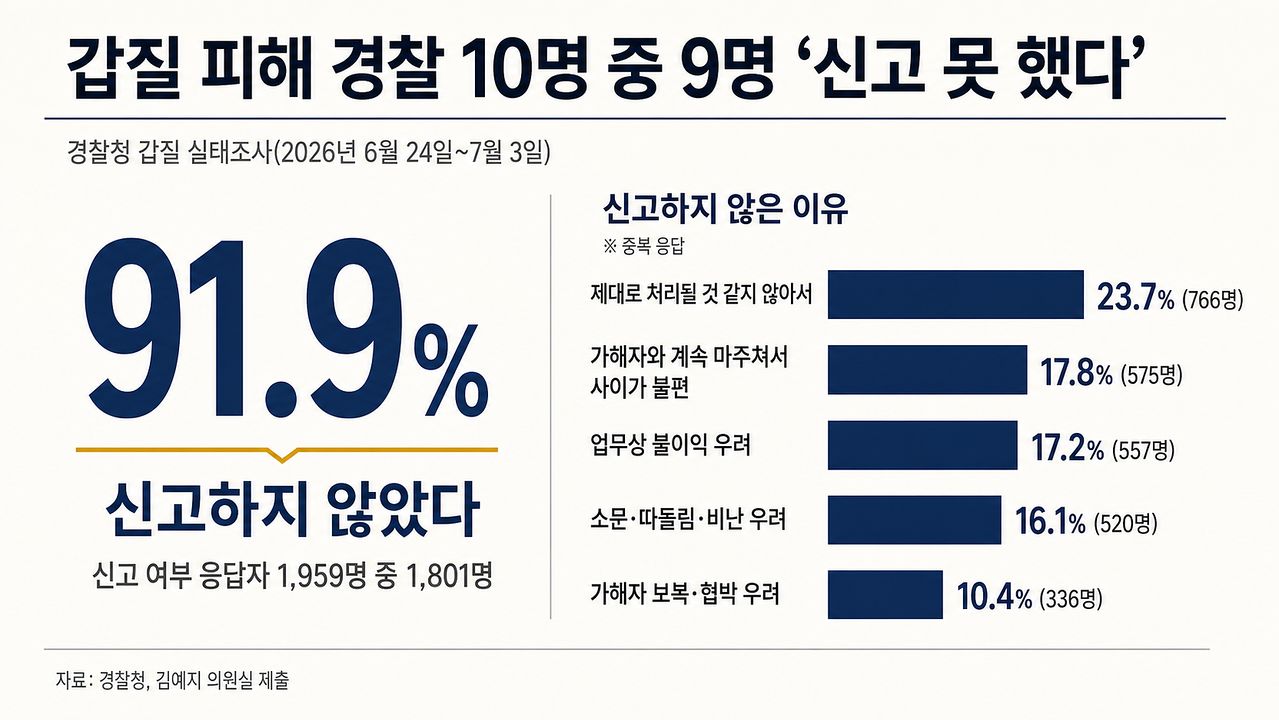 경찰청 갑질 실태조사 결과. 퍼플렉시티.