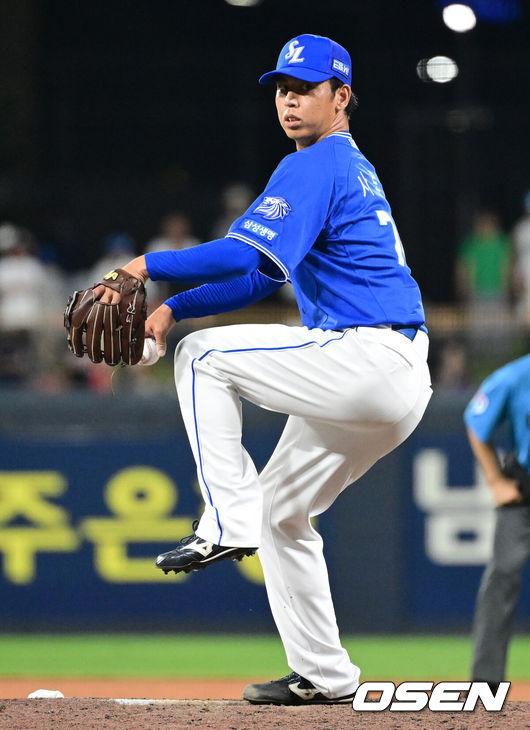 [OSEN=지형준 기자] 삼성 미야모리 사토시. 2026.08.12 / jpnews@osen.co.kr