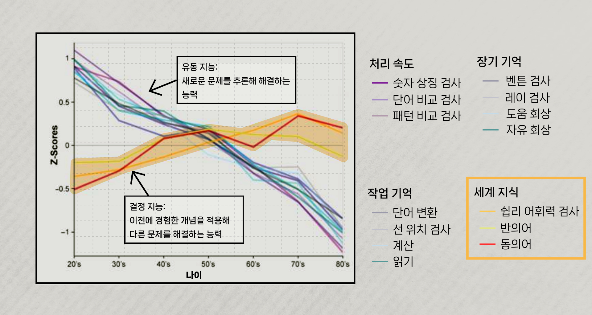 나이가 들어도 유지되는 지능도 있다. 결정지능이라는 지혜와 연륜의 영역이다.