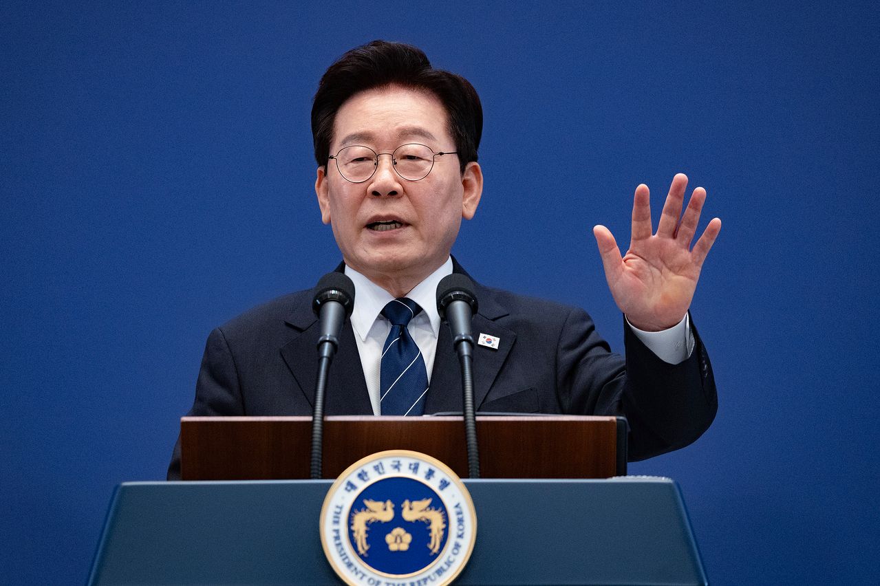 이재명 대통령이 18일 오전 청와대 영빈관에서 열린 기자회견에서 발언하고 있다. 청와대사진기자단