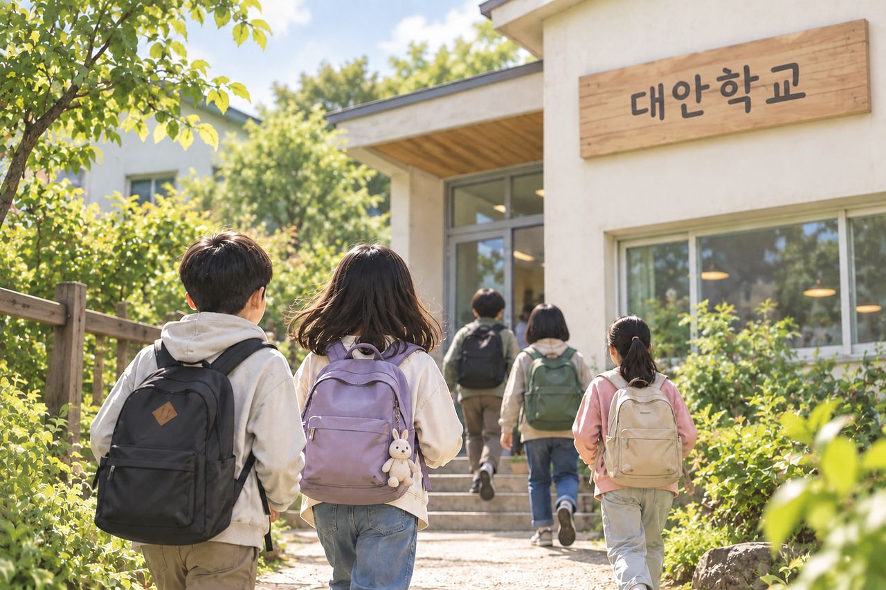 챗GPT가 그린 대안학교 등교 모습. 중앙포토