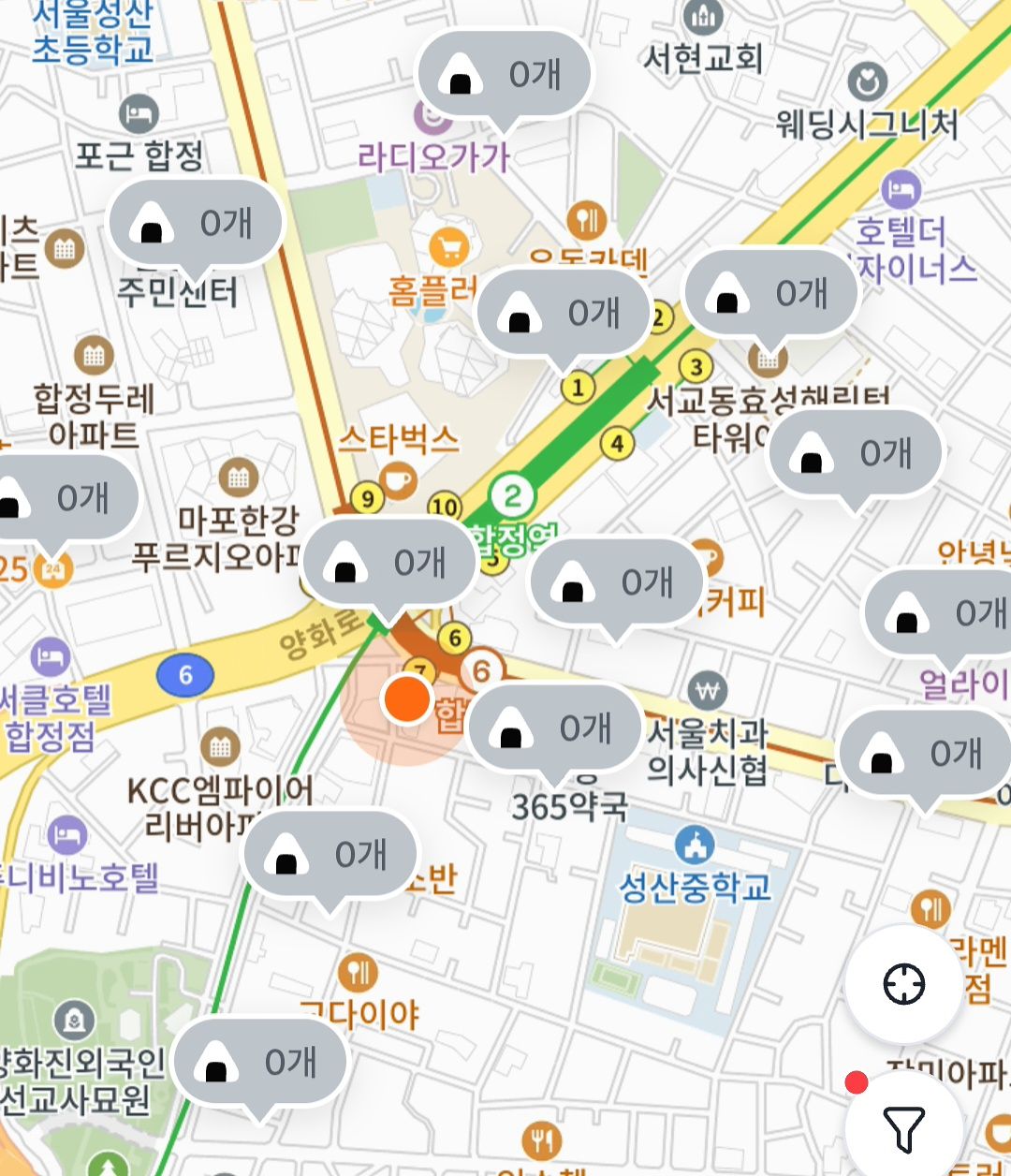 '우리동네GS' 앱으로 '민음사 빵'을 검색한 결과 재고가 0으로 표시돼 있다. 우리동네GS캡처