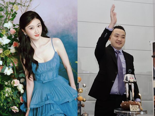 중국 암호화폐 기업 트론 창업자 쑨위천(오른쪽)과 중국 유명 여배우 징톈. SNS 캡처