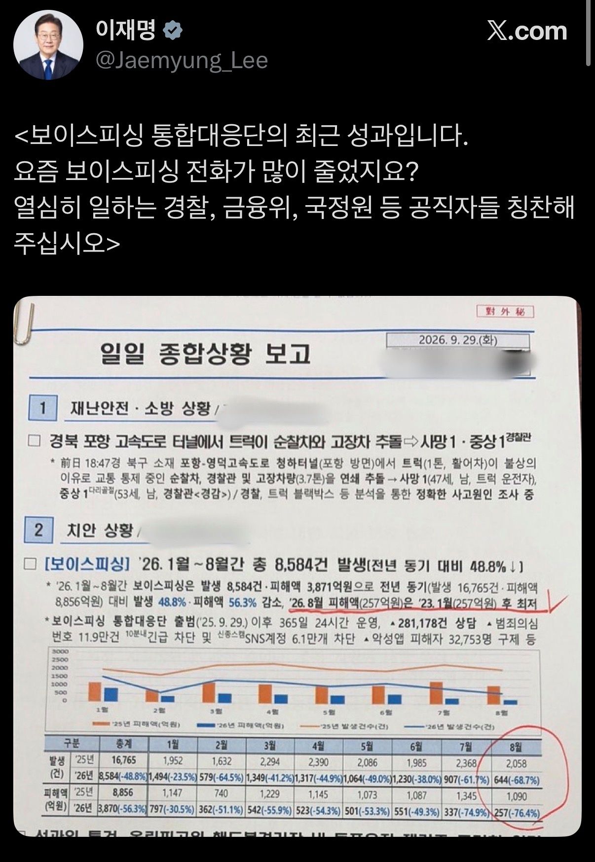 이재명 대통령이 29일 올린 X(옛 트위터) 게시글 캡쳐