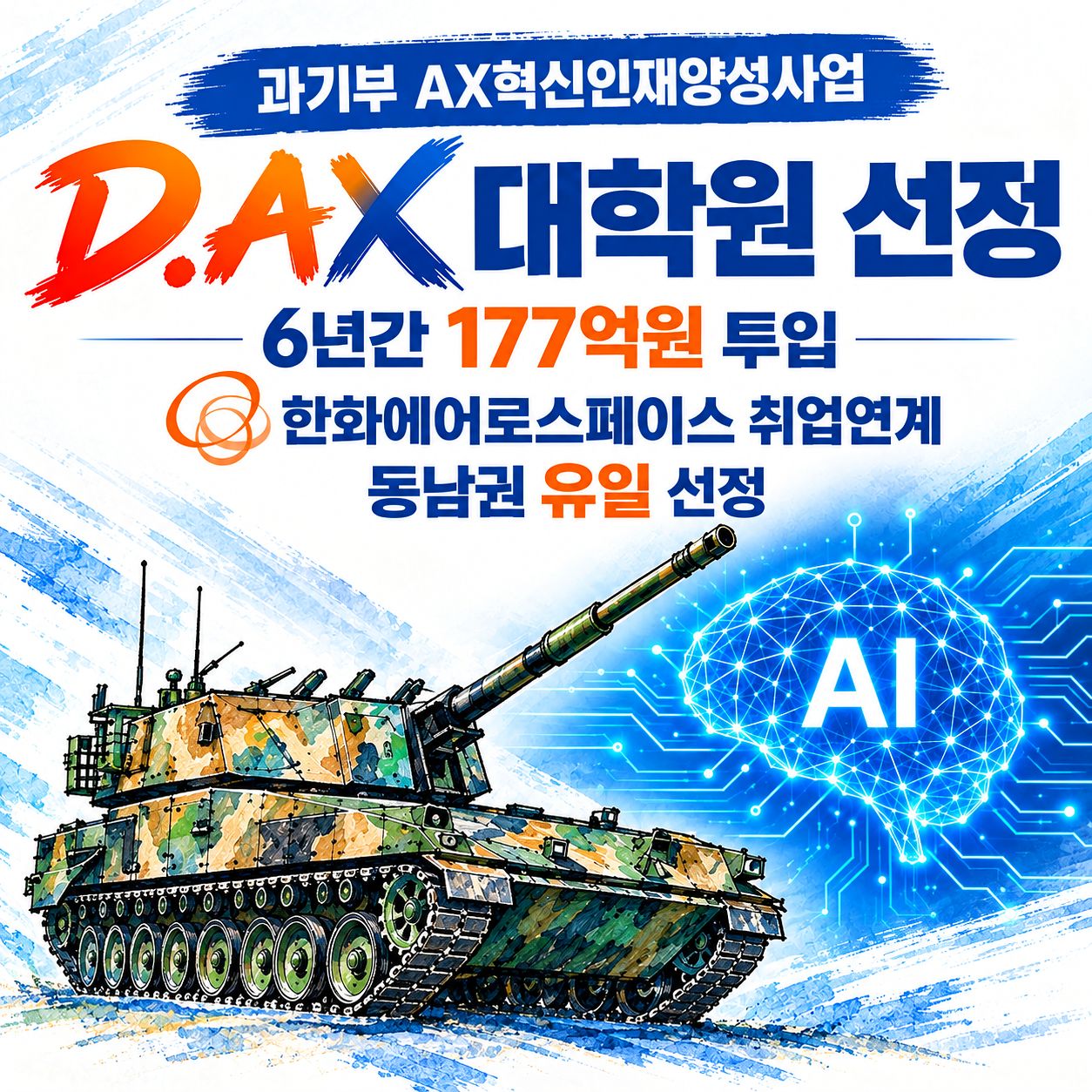 국립창원대학교의 정보통신기획평가원(IITP) ‘AX혁신인재양성사업’ 선정 홍보 이미지.