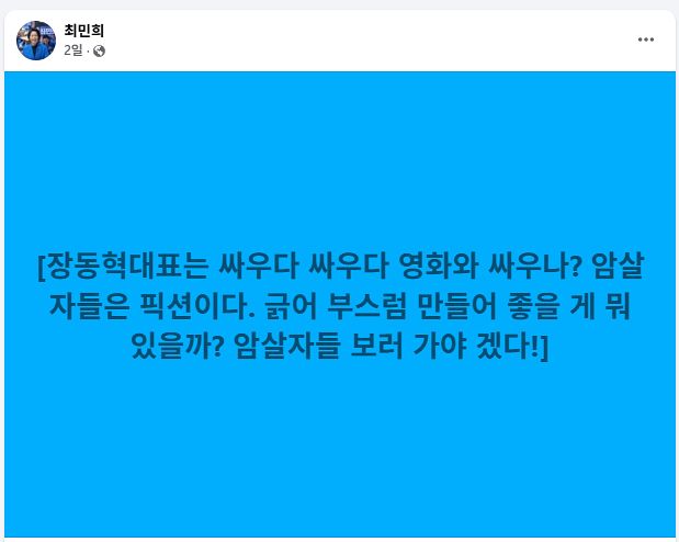 최민희 더불어민주당 최고위원 29일 페이스북 캡처