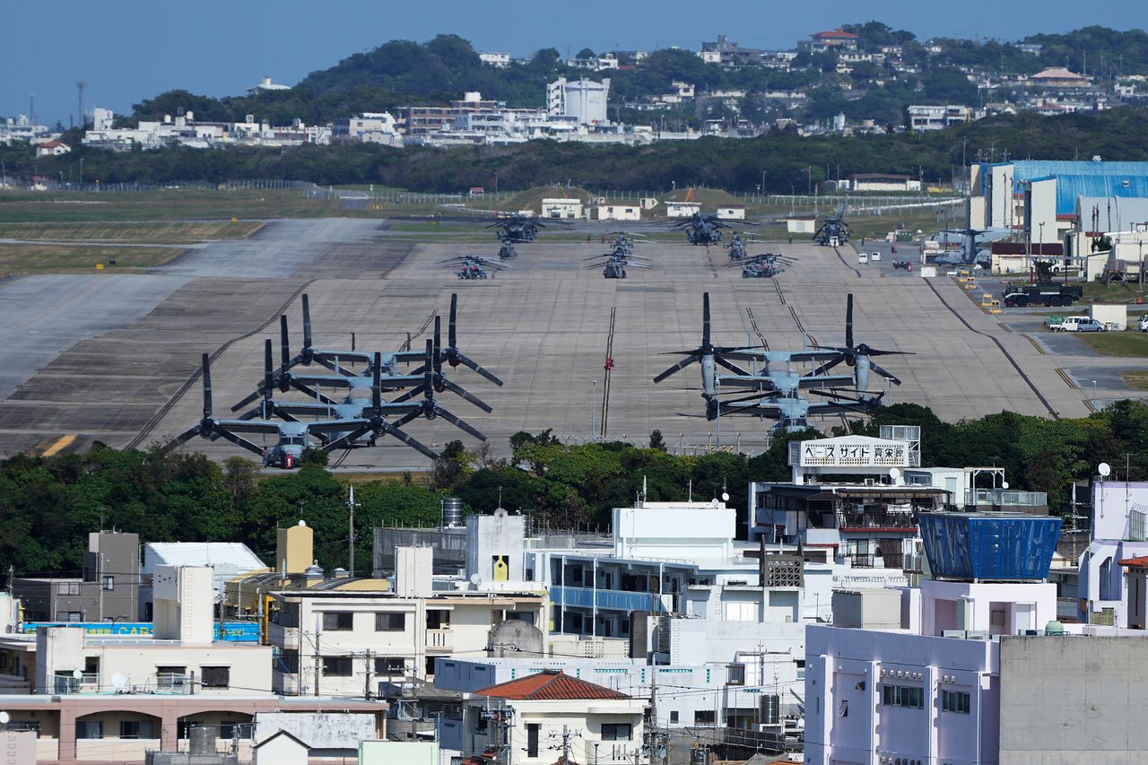 일본 오키나와현 미 해병대 후텐마 항공기지. AP=연합뉴스 