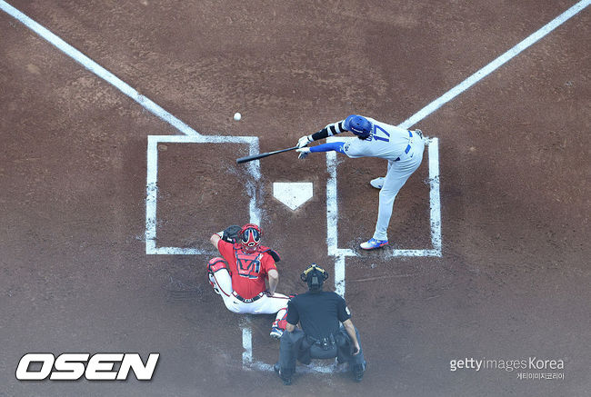 [사진] LA 다저스 오타니 쇼헤이가 헛스윙 삼진을 당하고 있다. ⓒGettyimages(무단전재 및 재배포 금지)