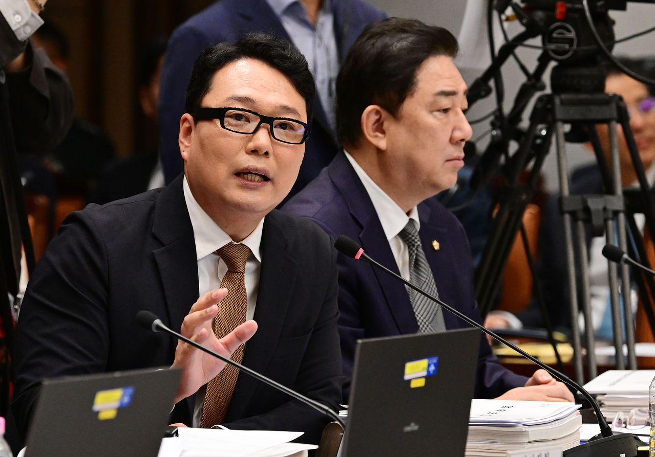 천하람 개혁신당 의원이 7일 서울 용산구 국방부에서 열린 국회 국방위원회의 국방부에 대한 국정감사에서 의사진행 발언을 하고 있다. 뉴스1