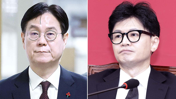 이관섭 대통령 비서실장(왼쪽)과 한동훈 국민의힘 비상대책위원장. 중앙포토