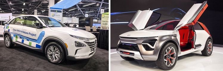 현대 수소연료전지SUV 넥쏘와 기아 EV콘셉트 하바니로