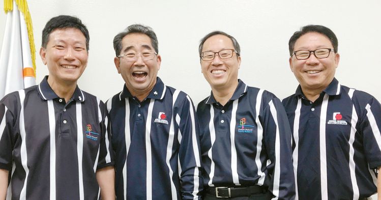 7일 시작될 105기 아버지학교 홍보를 위해 본지 OC사무실을 방문한 아버지학교 OC지부 임원들. 왼쪽부터 차례로 주창국 라티노 팀장, 김중배 개설팀장, 황제필 지부장, 김영찬 지도 목사.