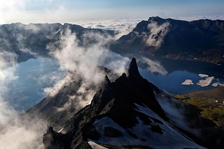 Mt. Baekdu, pictured above, is said to be boiling and has the possibility of a massive eruption. [Source: Associated Press, David Guttenfelder]