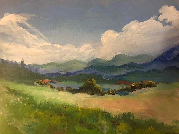 A landscape painted with acrylic paint created by author Kate Jang. [Source: Kate Jang]