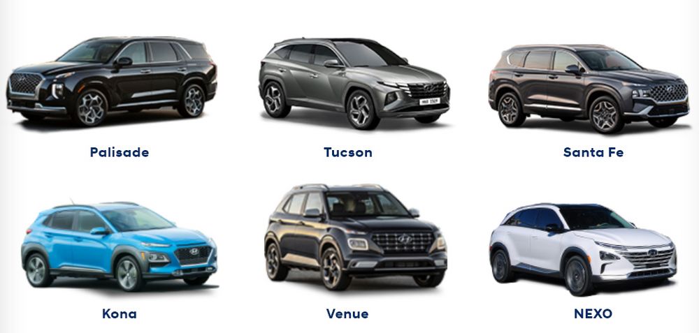  US뉴스&월드 리포트로부터 2021년 베스트 SUV 브랜드에 선정된 현대차 SUV 라인업.