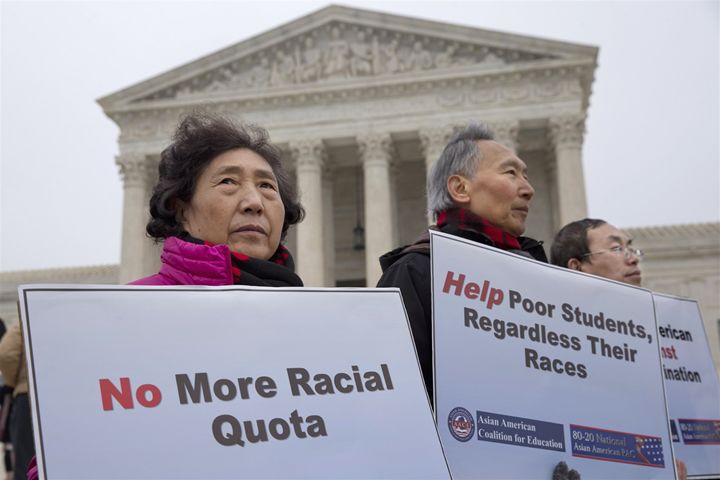 Those against affirmative action state that it gives certain groups an unfair advantage over others. [Source: Associated Press, Jacquelyn Martin]